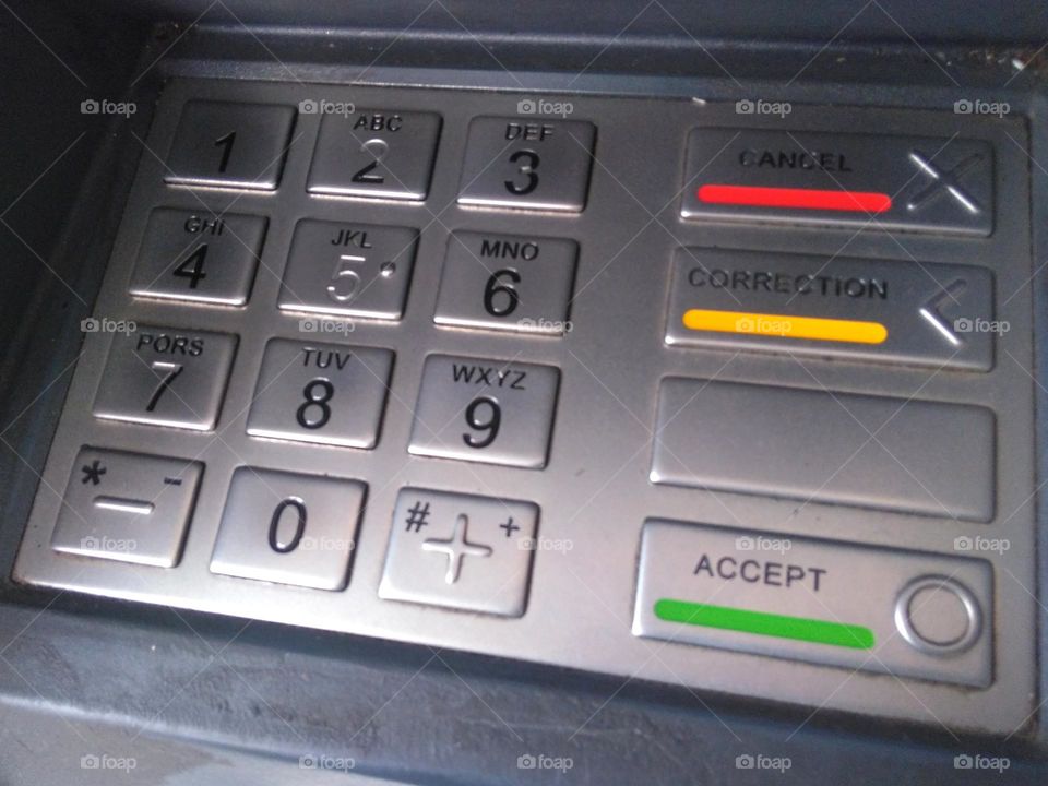 Button on automatic teller machine