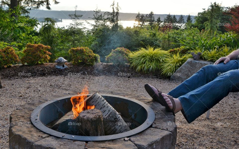 Relaxing by the fire pit