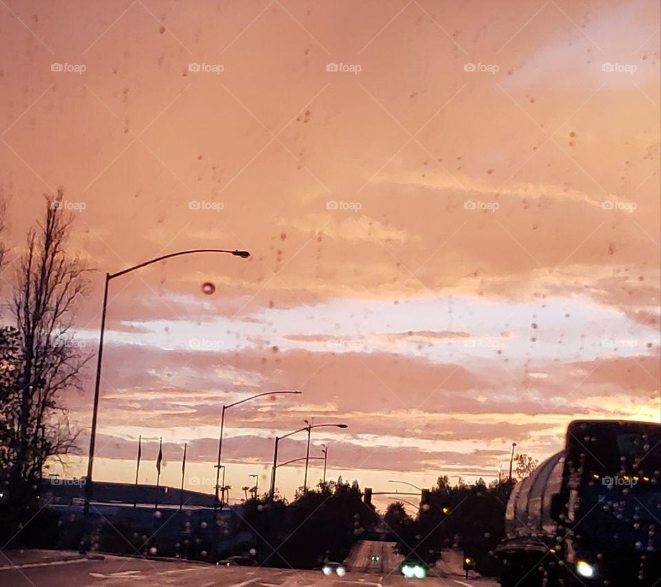 California Sunset Clouds Traffic