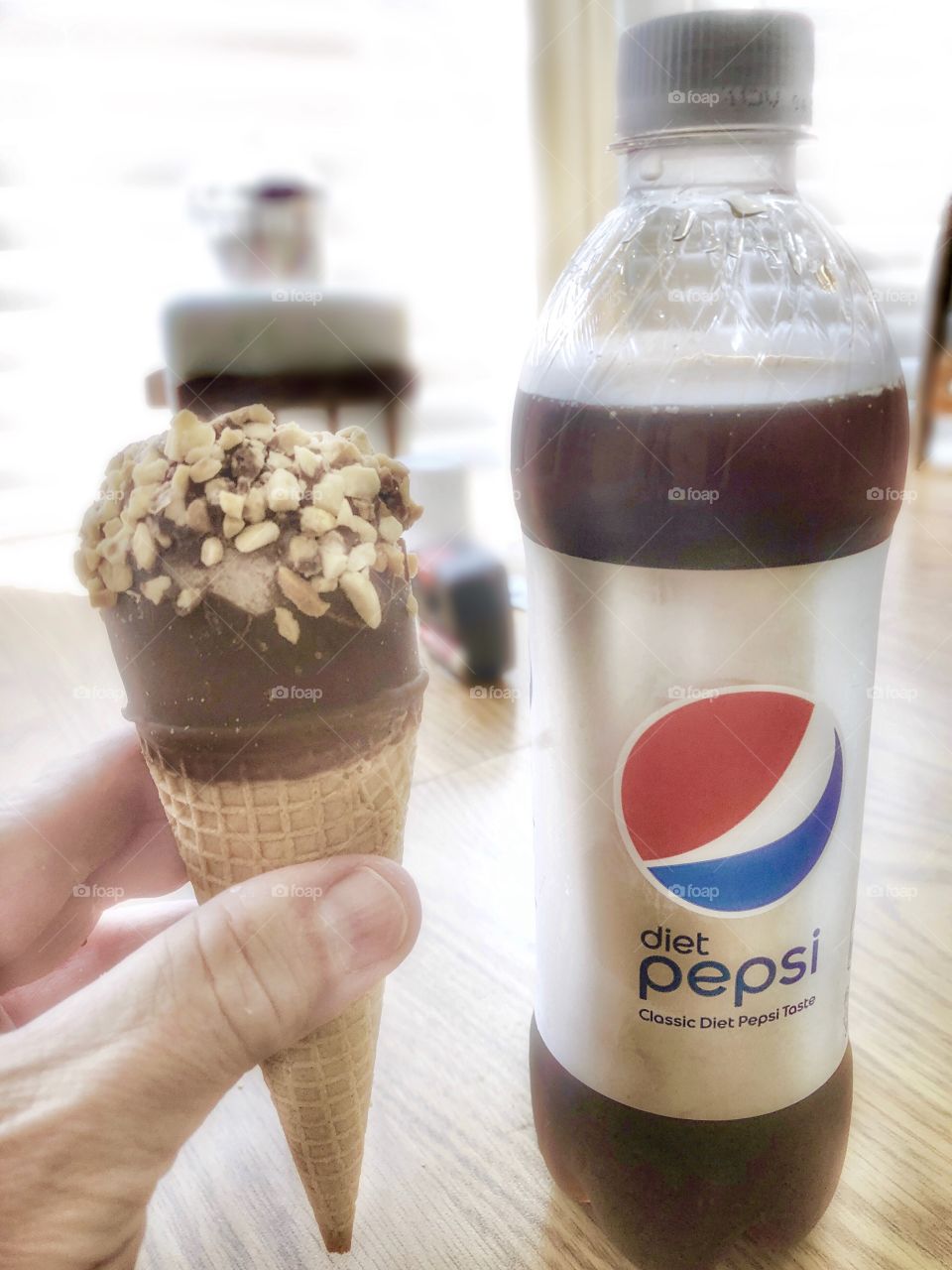 Ice cream cone and a Pepsi 😊