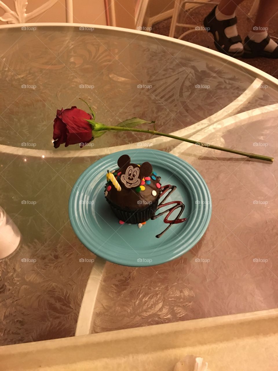 Birthday cupcake at Plaza Inn, Disneyland