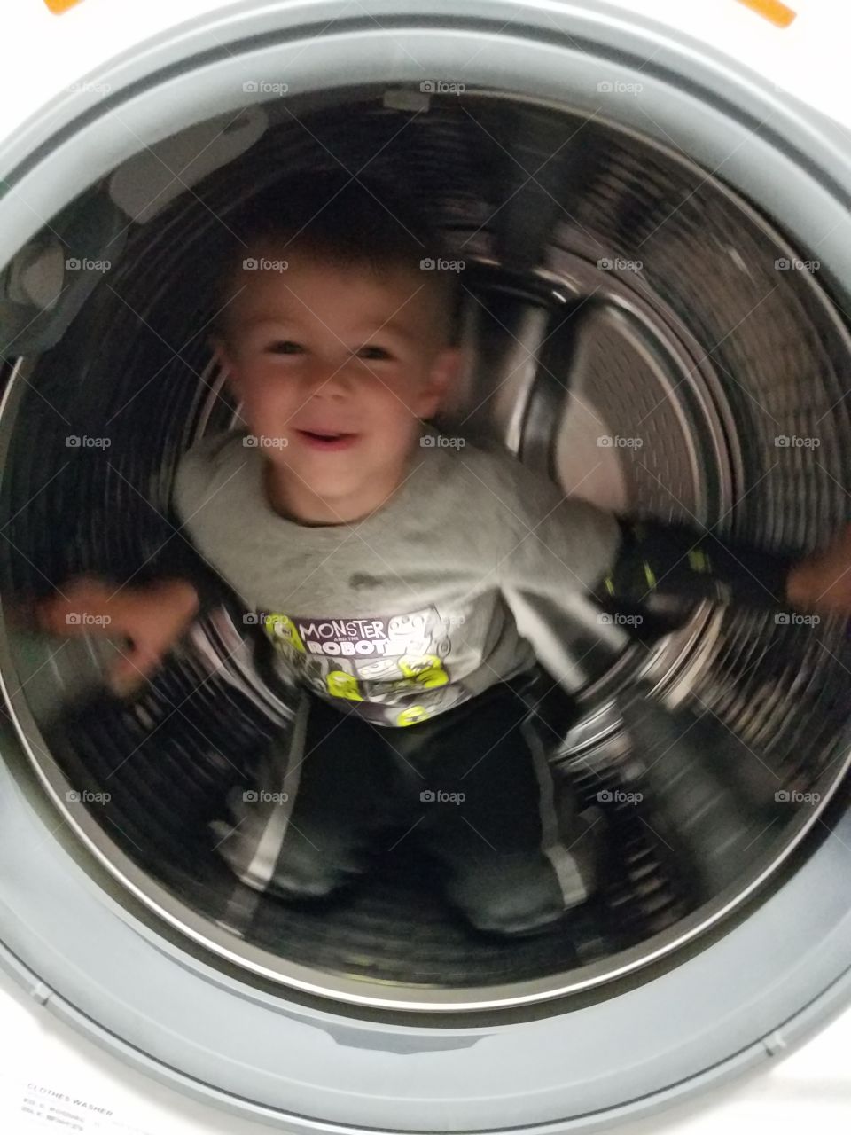 Playing in the washing machine