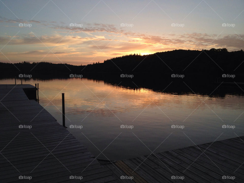 sunset lake evening denmark by jespersn