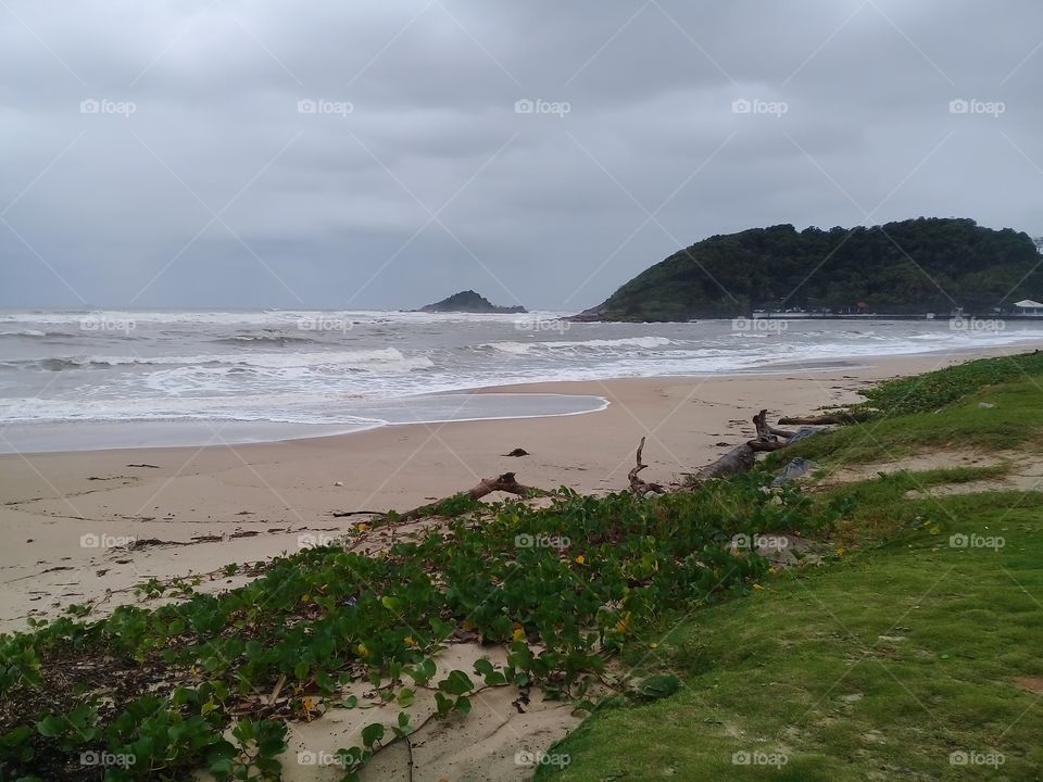 Rainy day on the beach.  Itanhaém Brasil.  Autumn