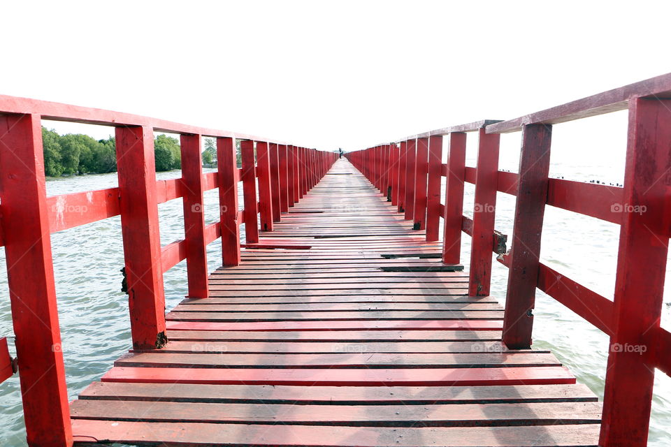 Red wooden​ bridge​