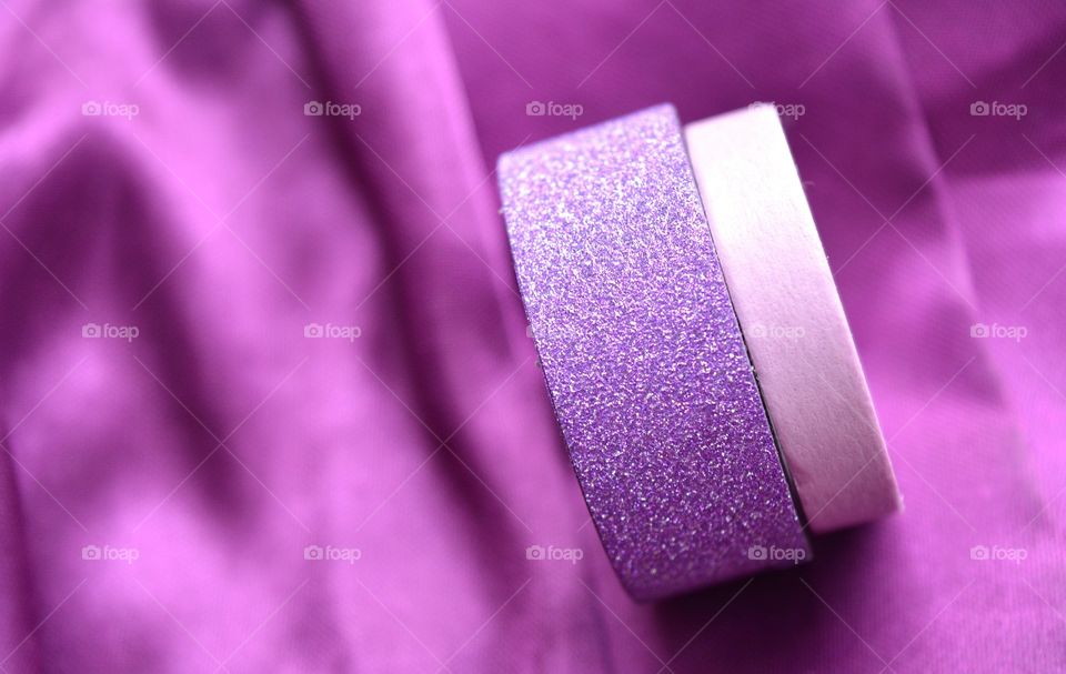 Close up of a purple ribbon