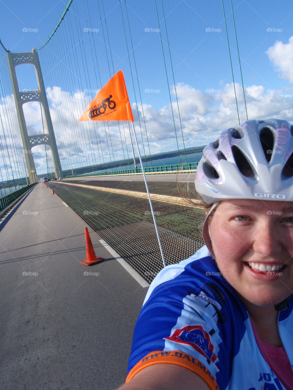 Ride over Mackinac Bridge. Selfie while riding over the Mackinac Bridge on last day of the DALMAC