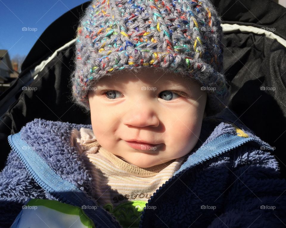 Cute baby boy in sunlight 