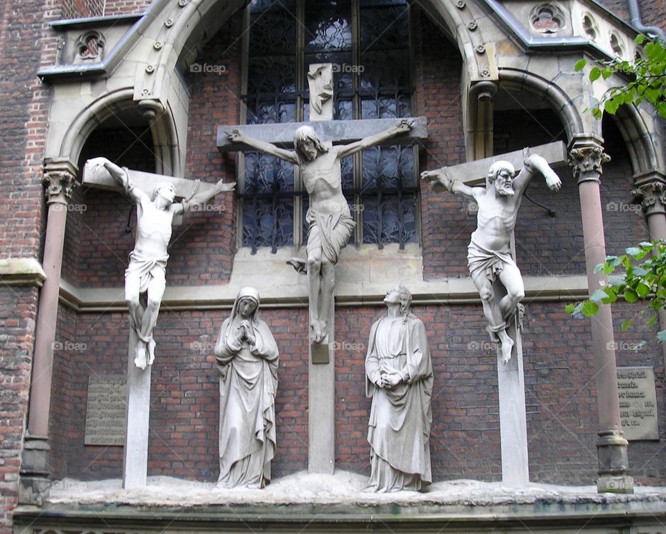 Statues of Crucifixion scene