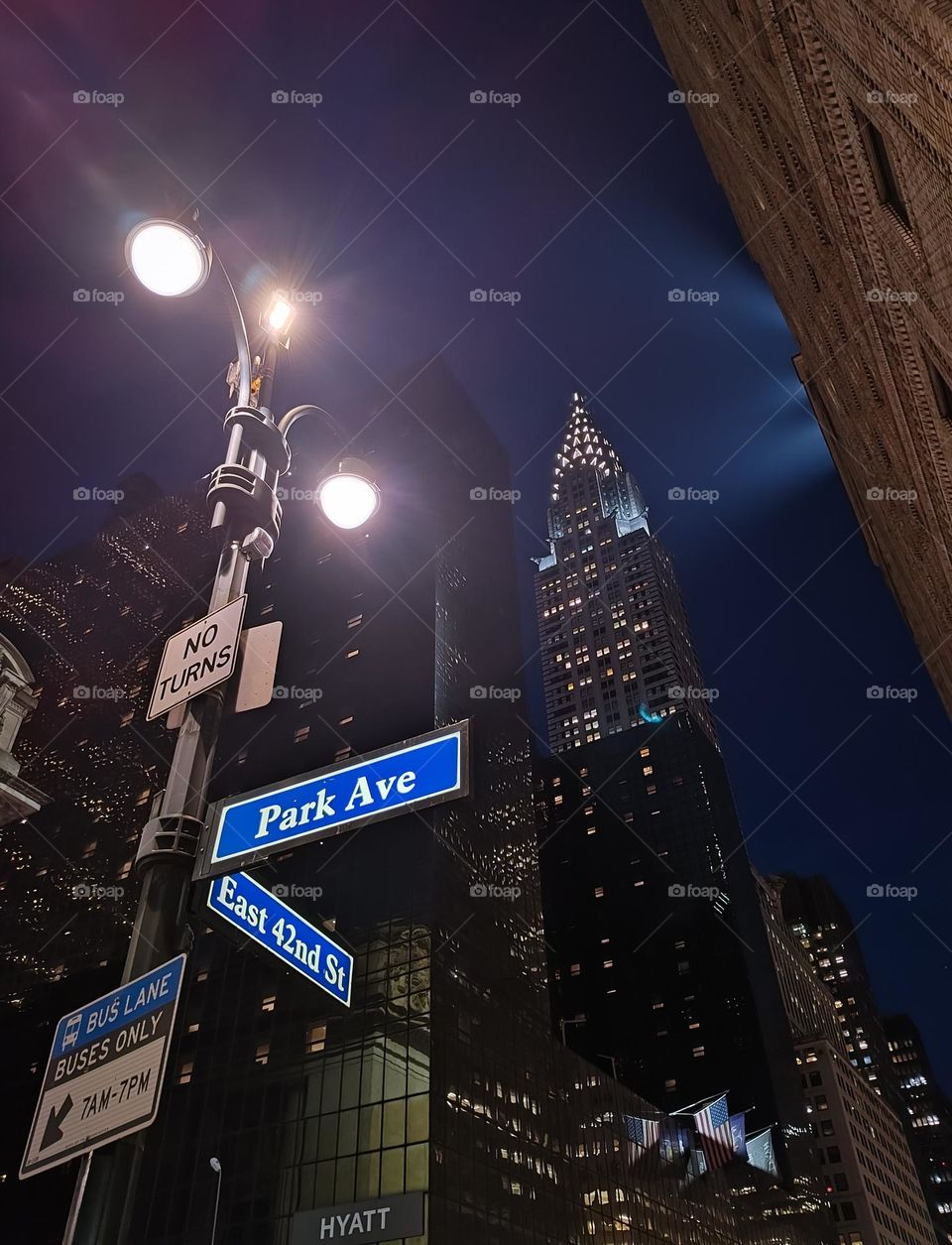 Chrysler building at night in New York