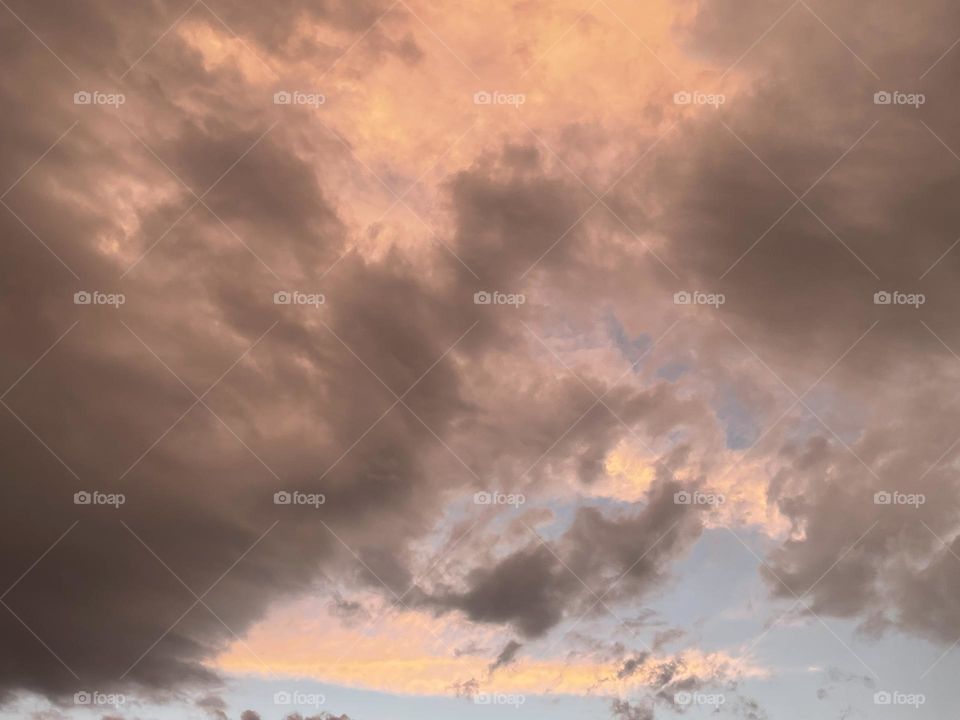 Bright pink rain clouds. 