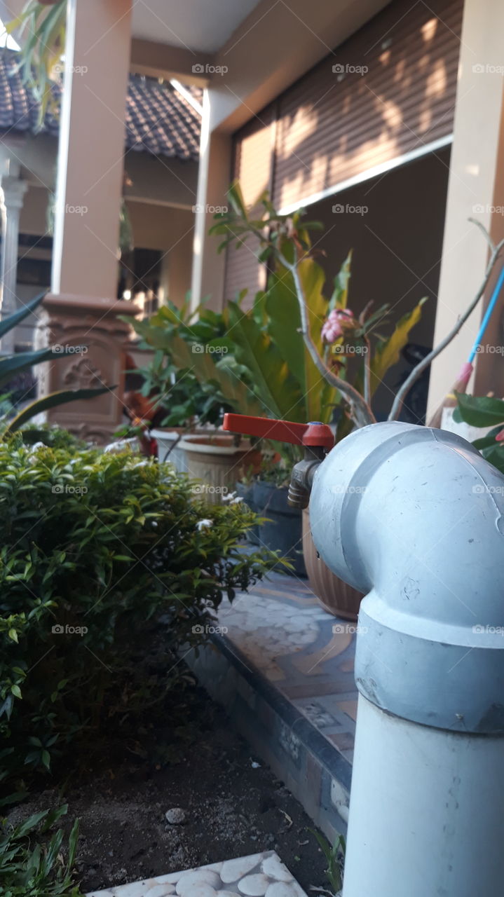 water faucet on the terrace