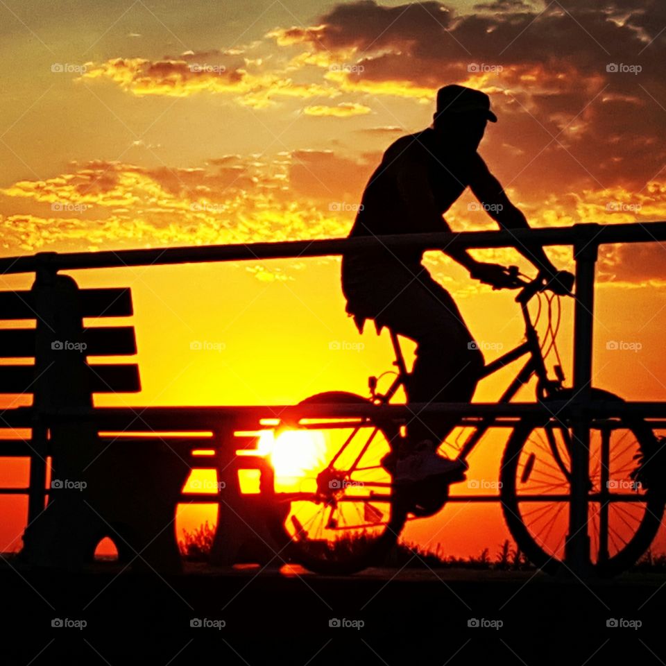 Bicyclist in the Sunglow