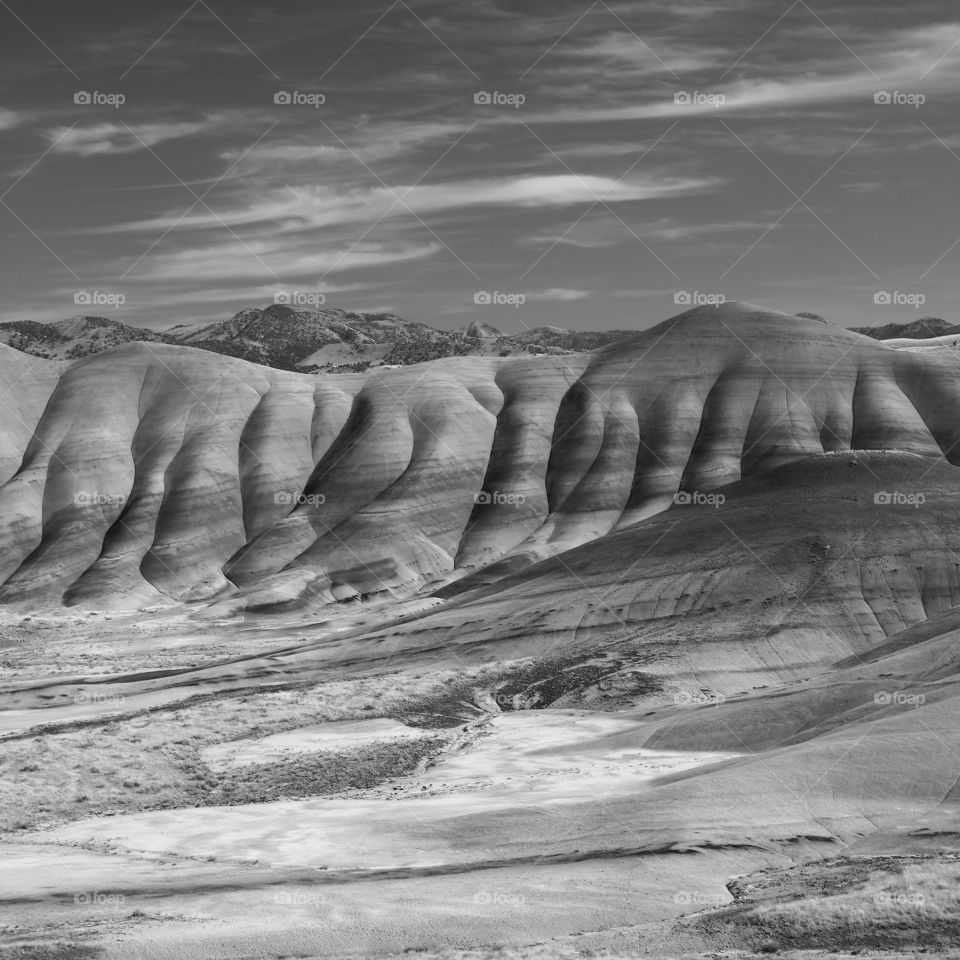 Layers and texture of Eastern Oregon’s Painted Hills on a sunny fall day