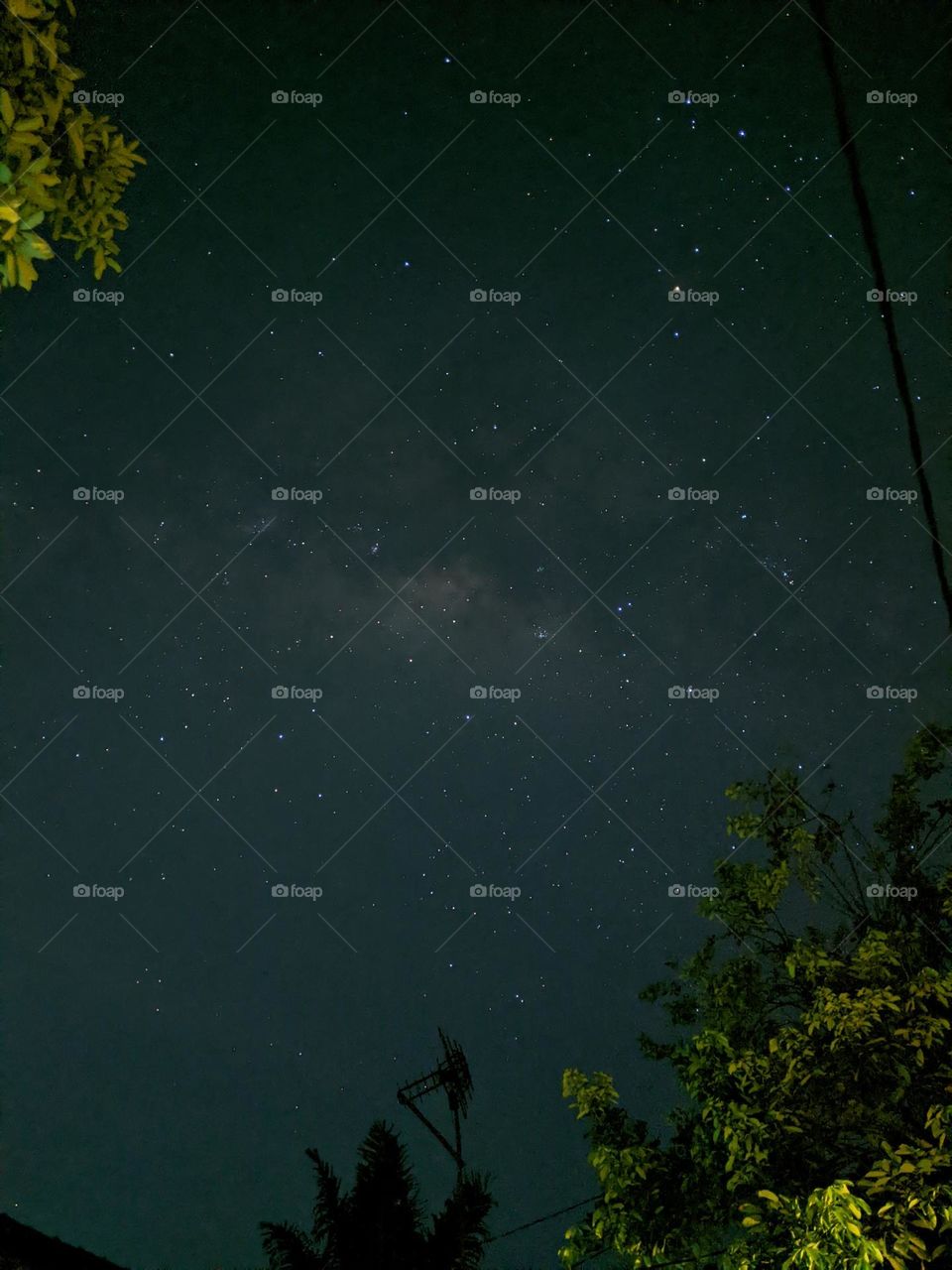 night sky view of village