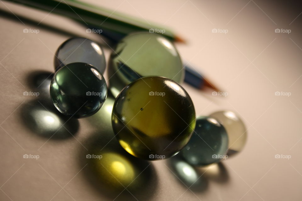 Glass ball on the table