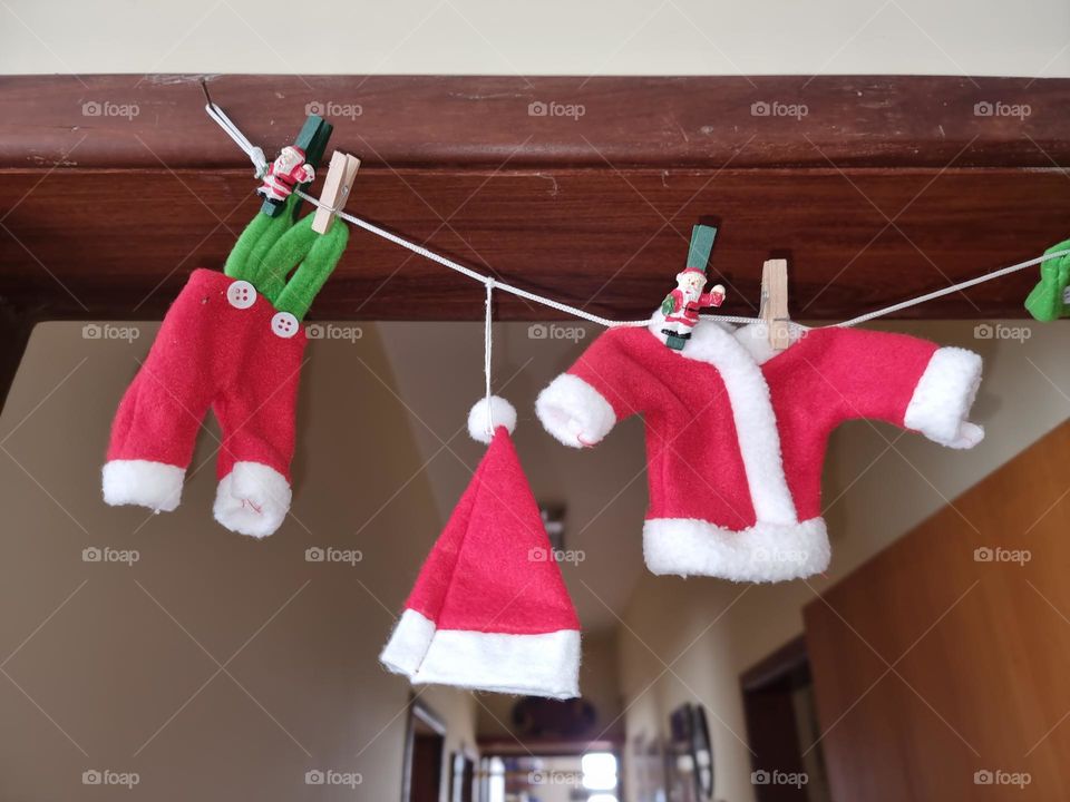 Santa's clothes ready, on the clothesline