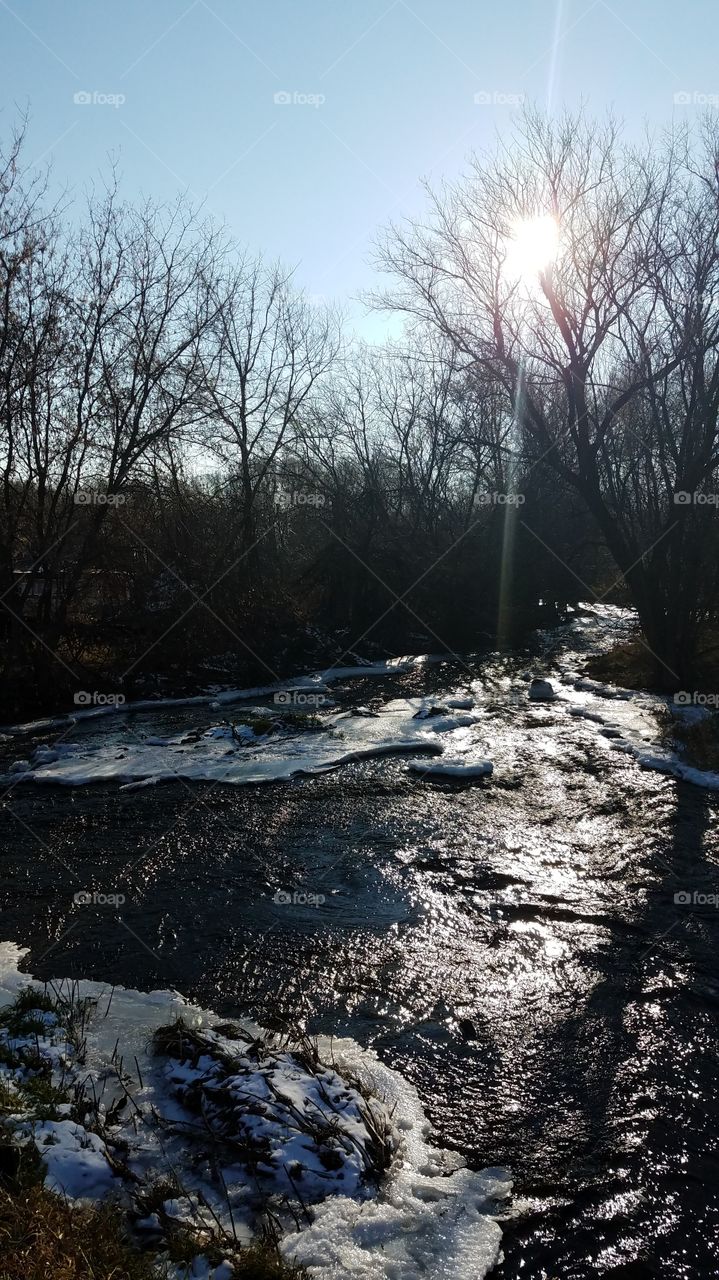 partially frosted river