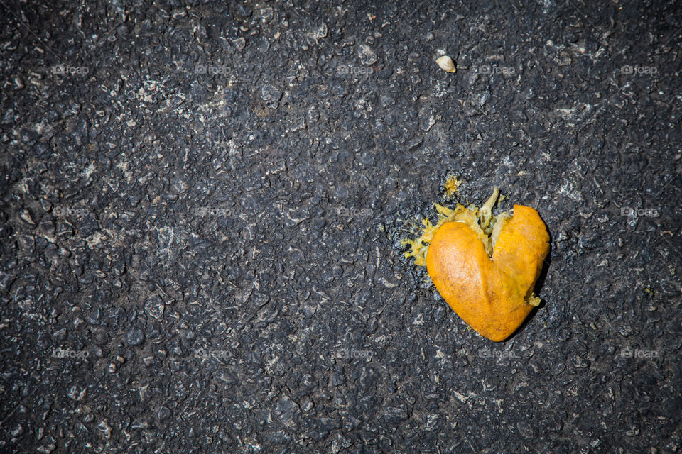 Smashed orange shape as heart