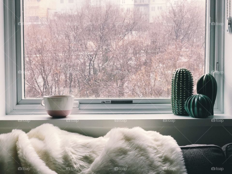 Snowy apartment cozy day