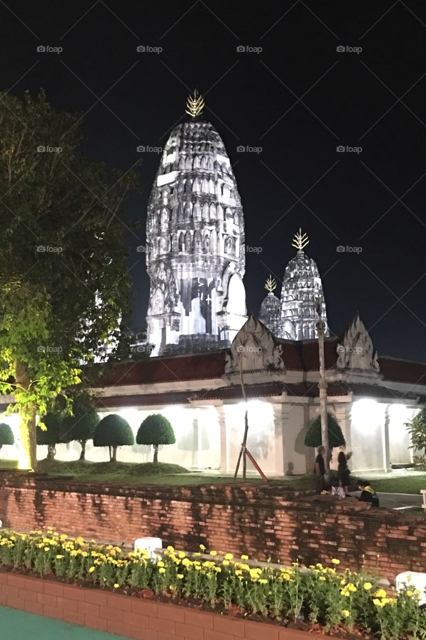 Thai temple at night