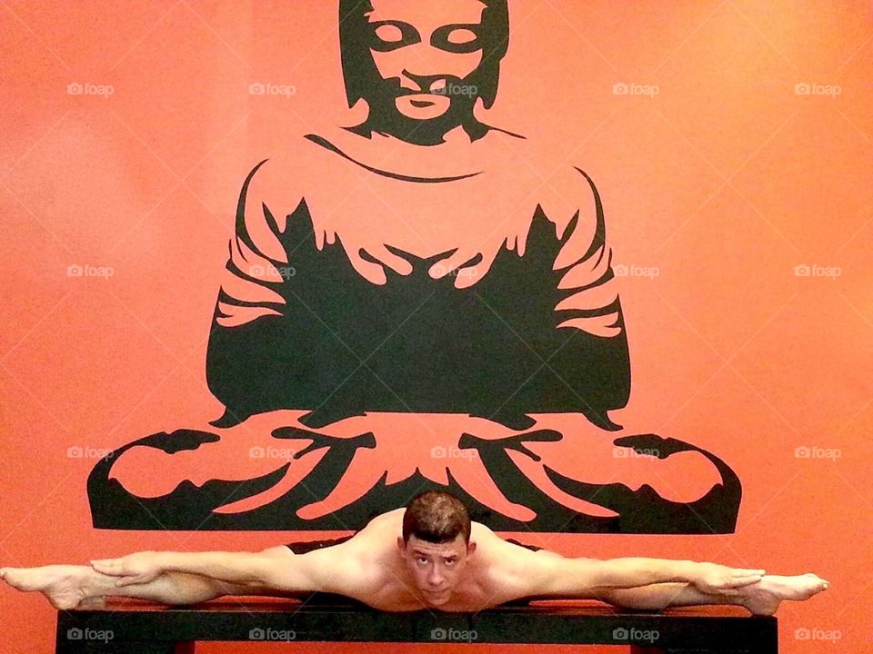 Straddle Splits and a Buddha - Yoga Warrior Salutations 