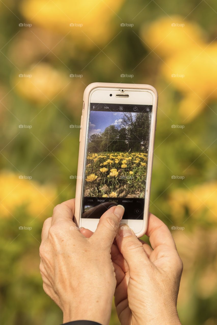 woman takes a picture with a smartphone