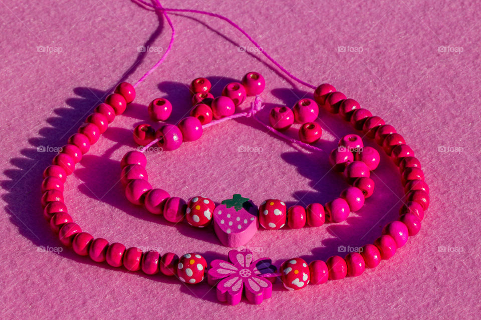 Pink necklace and bracelet