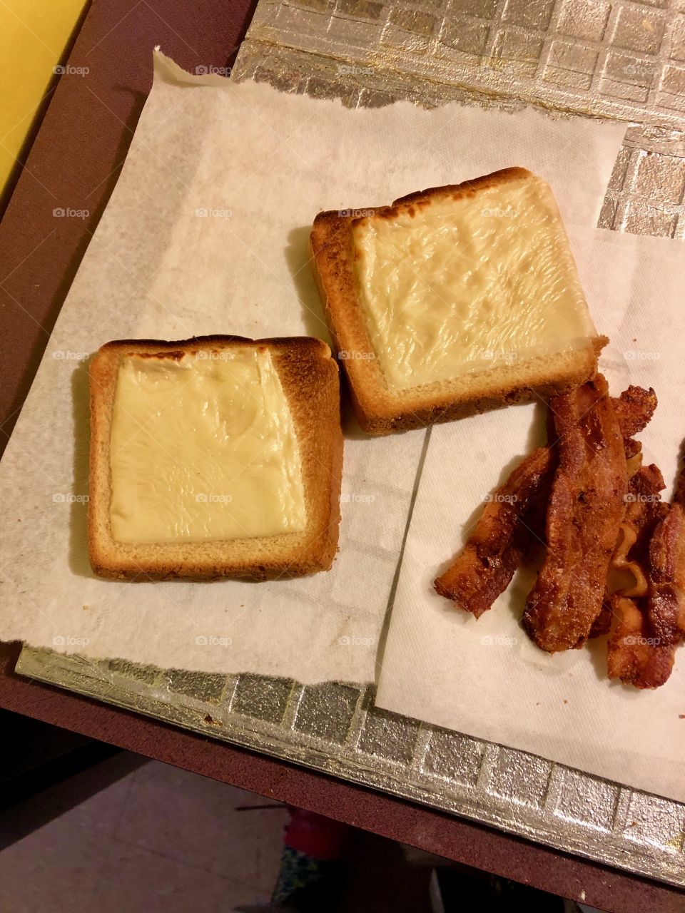 Bacon with cheese toast 