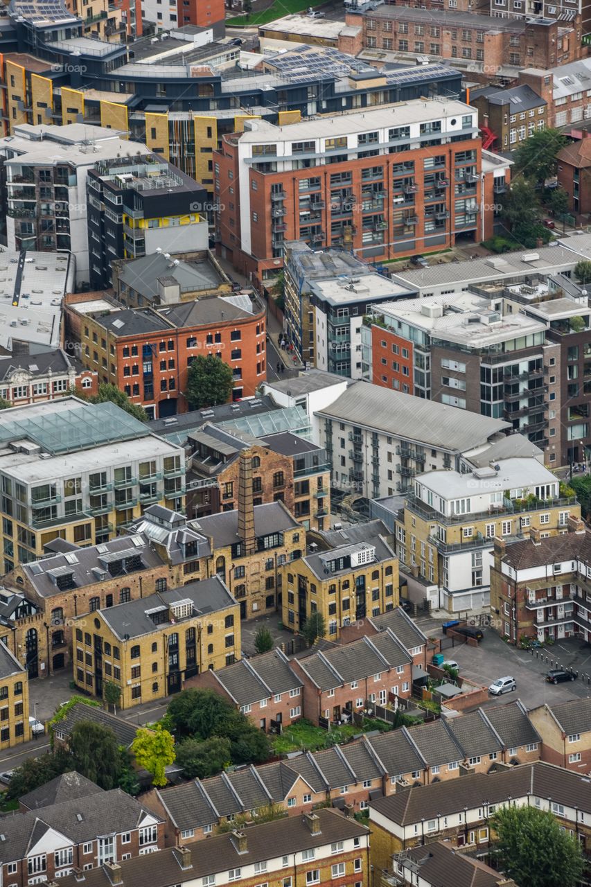 Overview of roof tops in London city.