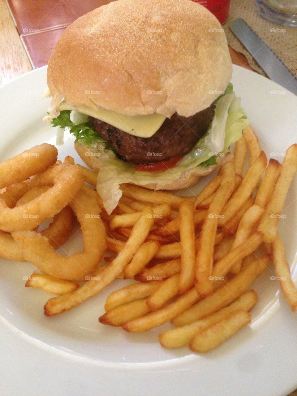 Burger and chips