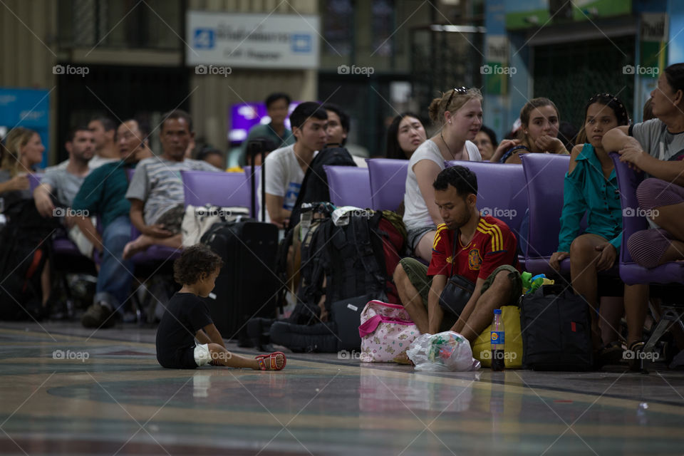 People at train station 