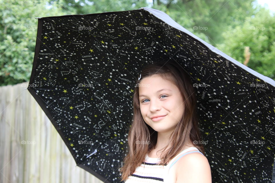 Girl with Totes umbrella