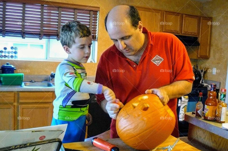 Carving a pumpkin