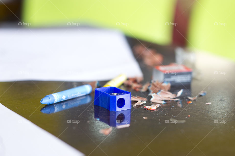 Sharpener and pencil waste wood