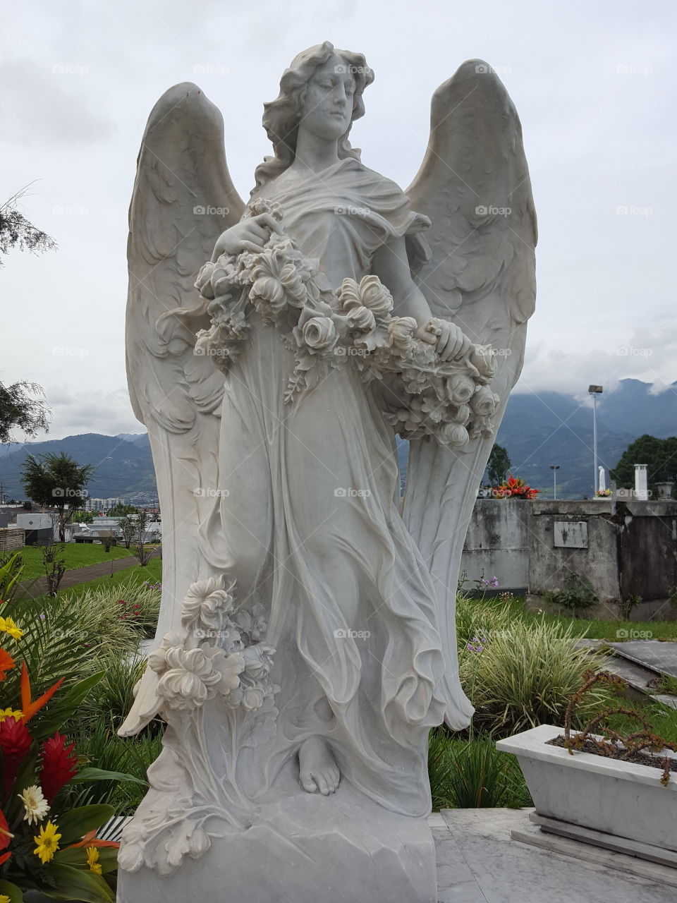 Beautiful marble angel in cementery