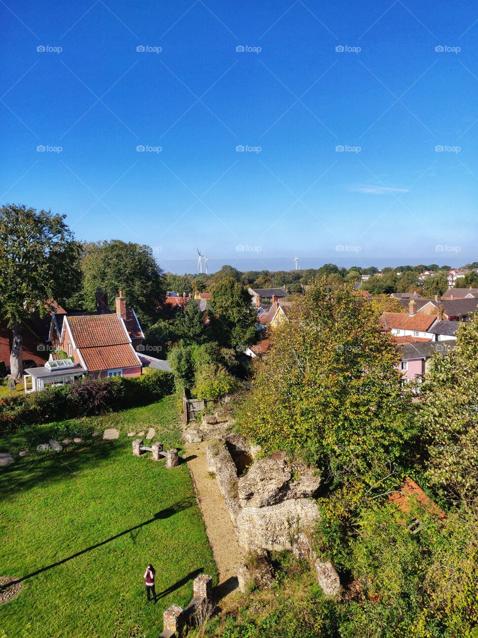 Photo with beautiful scenery and wind turbines.