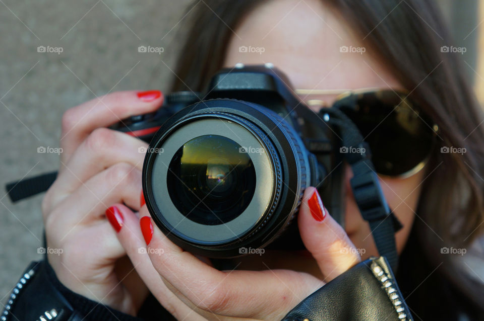 Woman photographing