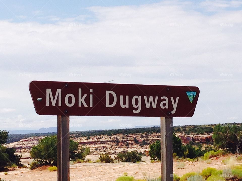 Moki dugway sign in the middle of the desert of Utah,United states