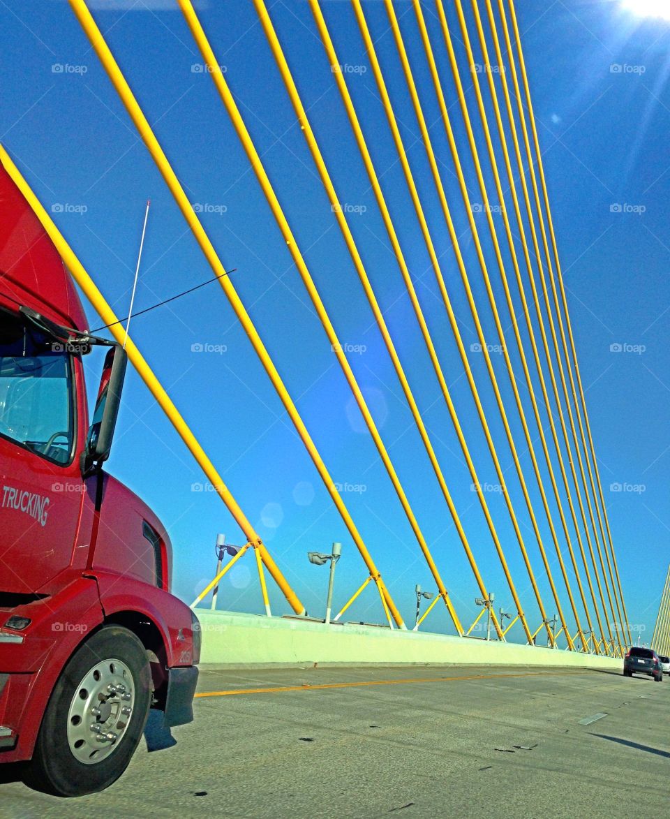 Driving on the yellow bridge. Driving on the yellow bridge
