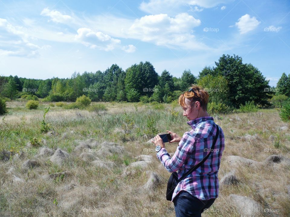 girl on the nature in the forest