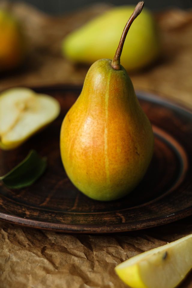 A pear on a plate