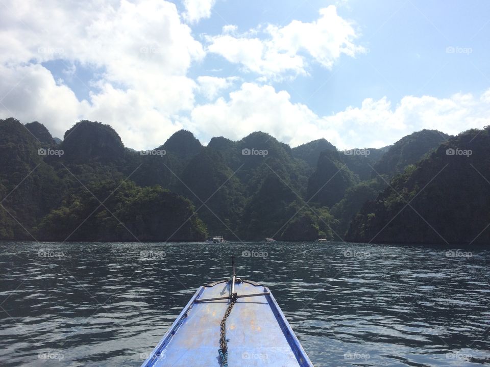 Sailing across the sea over mountains