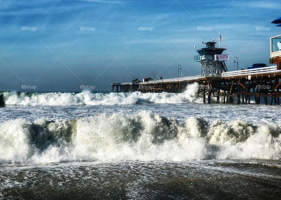 Beautiful Angry Whitewater Waves at The Pier 