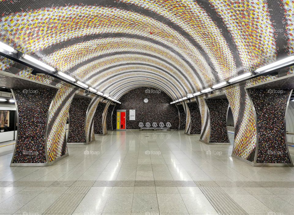 Beautiful architecture of a metro station in Budapest, Hungary