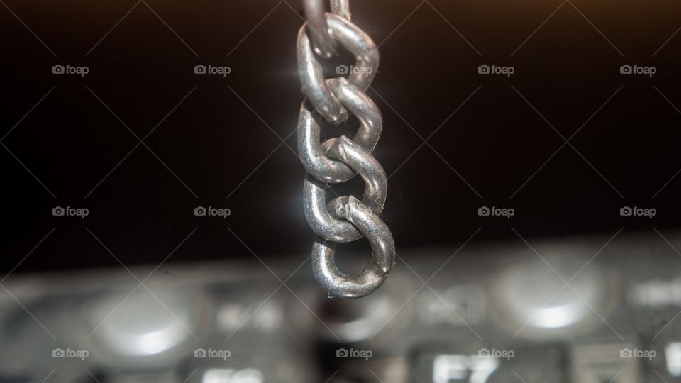 macro shot of small steel chain