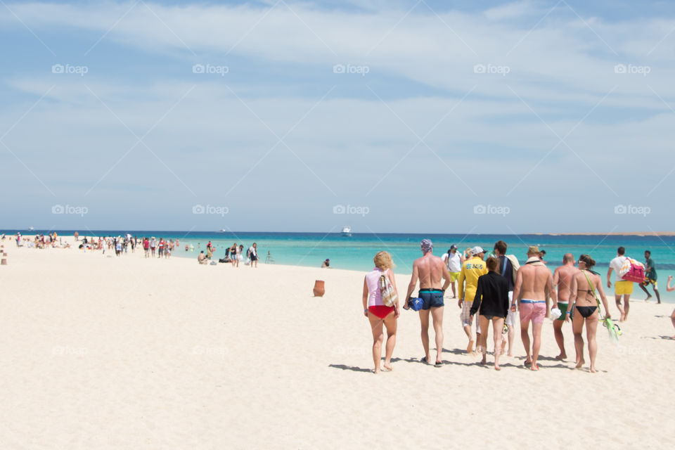 People gathering by the beach in Giftun Island, Hurghada, Egypt