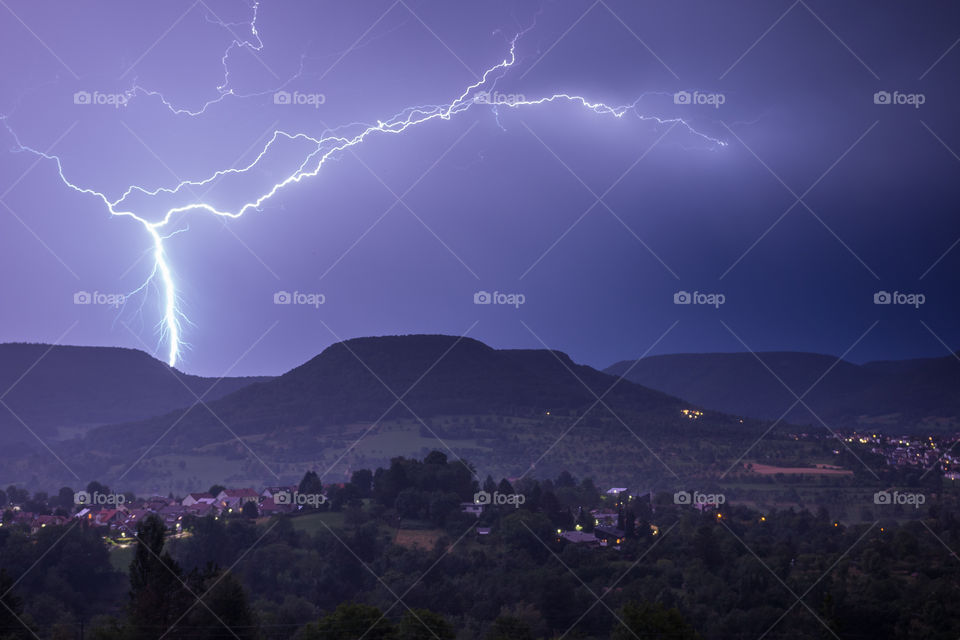 Thunderbolt. Heavy thunderstorm - Reutlingen, Germany - 24 July 2015