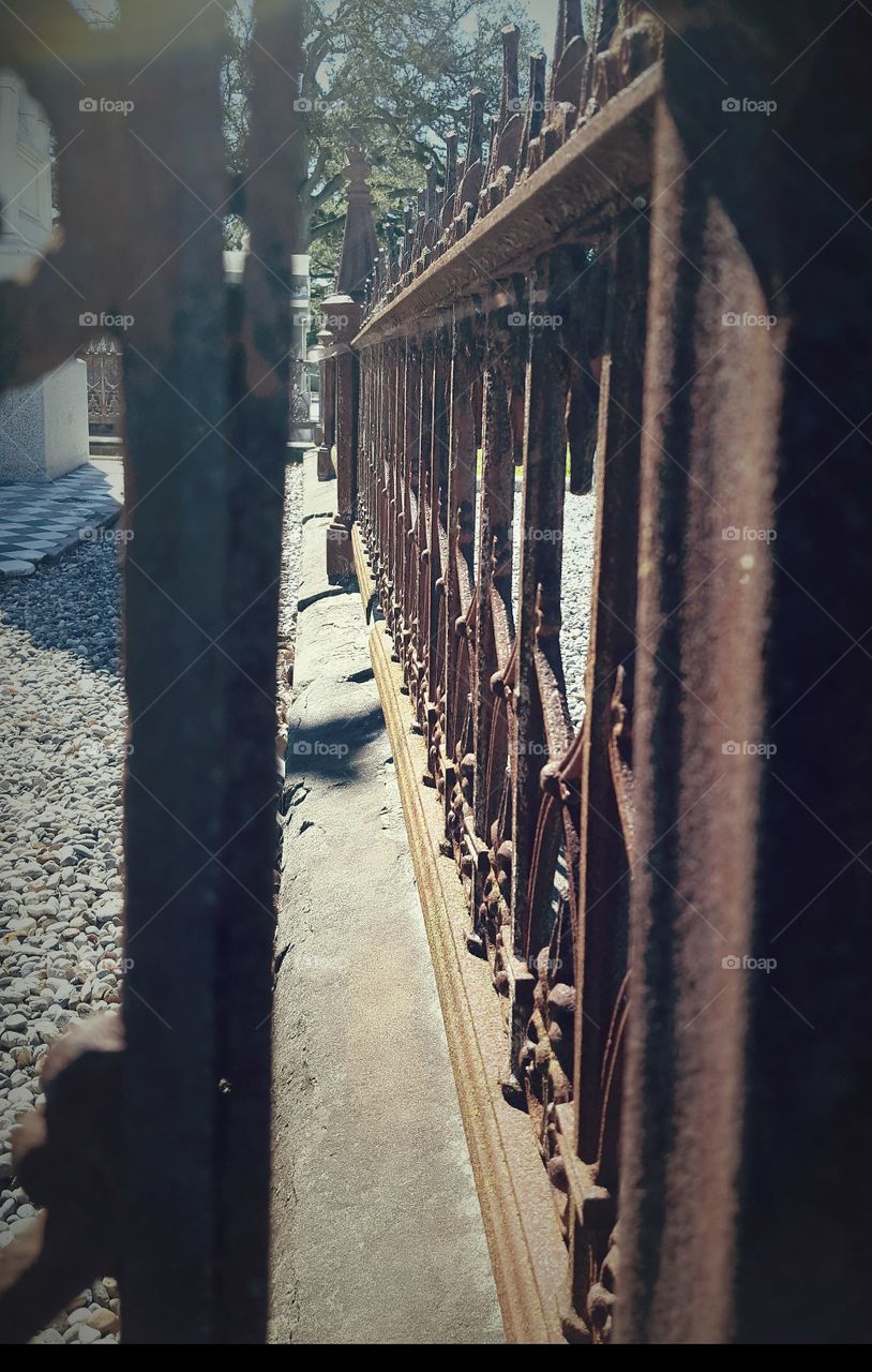 walking older part of Santa Clara mission cemetery.