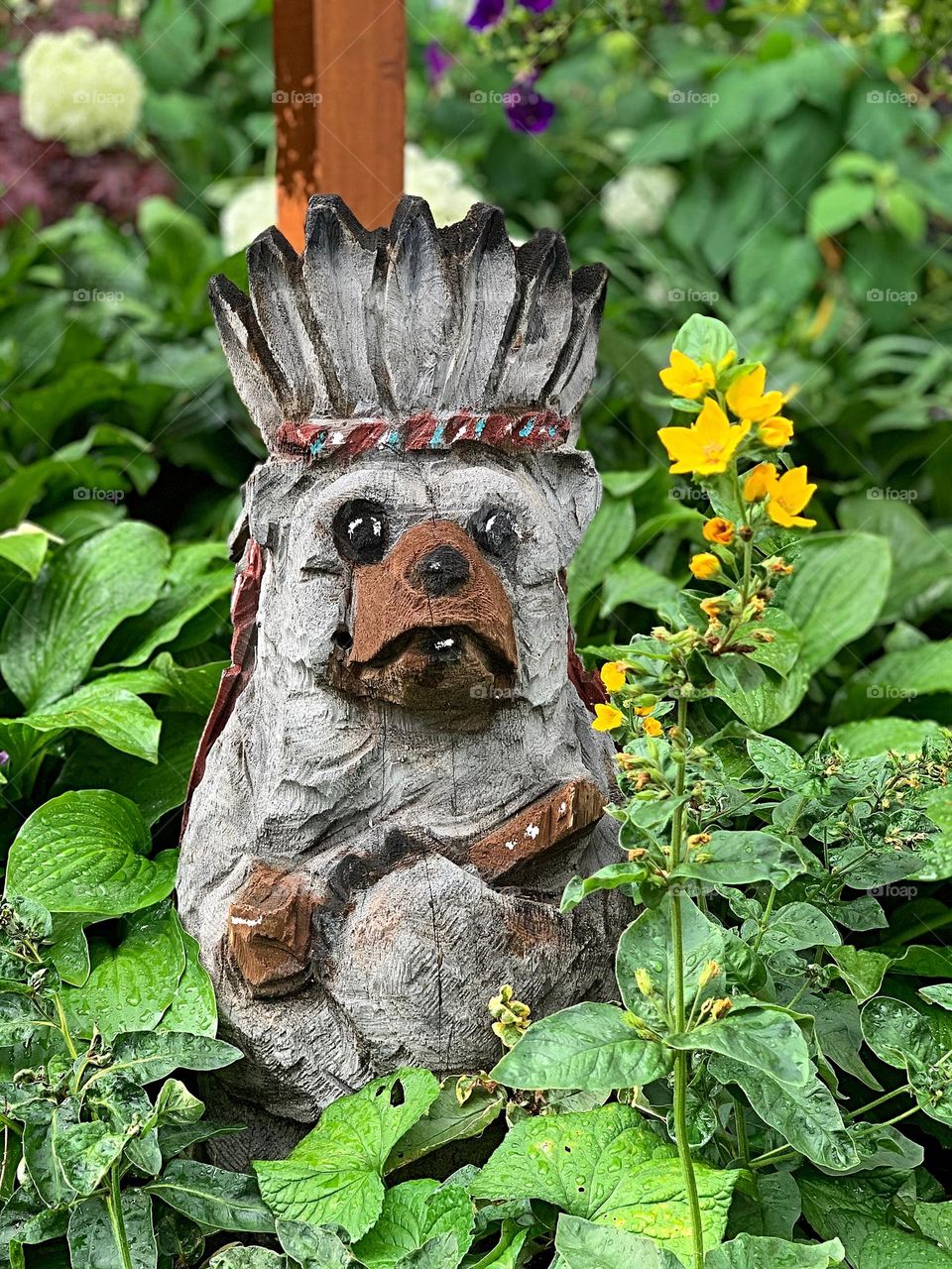 Wooden figure - bear Red Indian